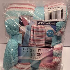 Life Comfort Sherpa Fleece Throw, multicolor, NWT